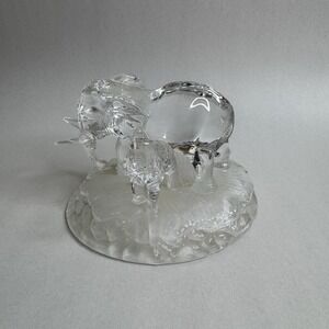 Vintage Cristal‎ D'Arques Family Elephant Crystal Figurine Baby Mom Frosted Base